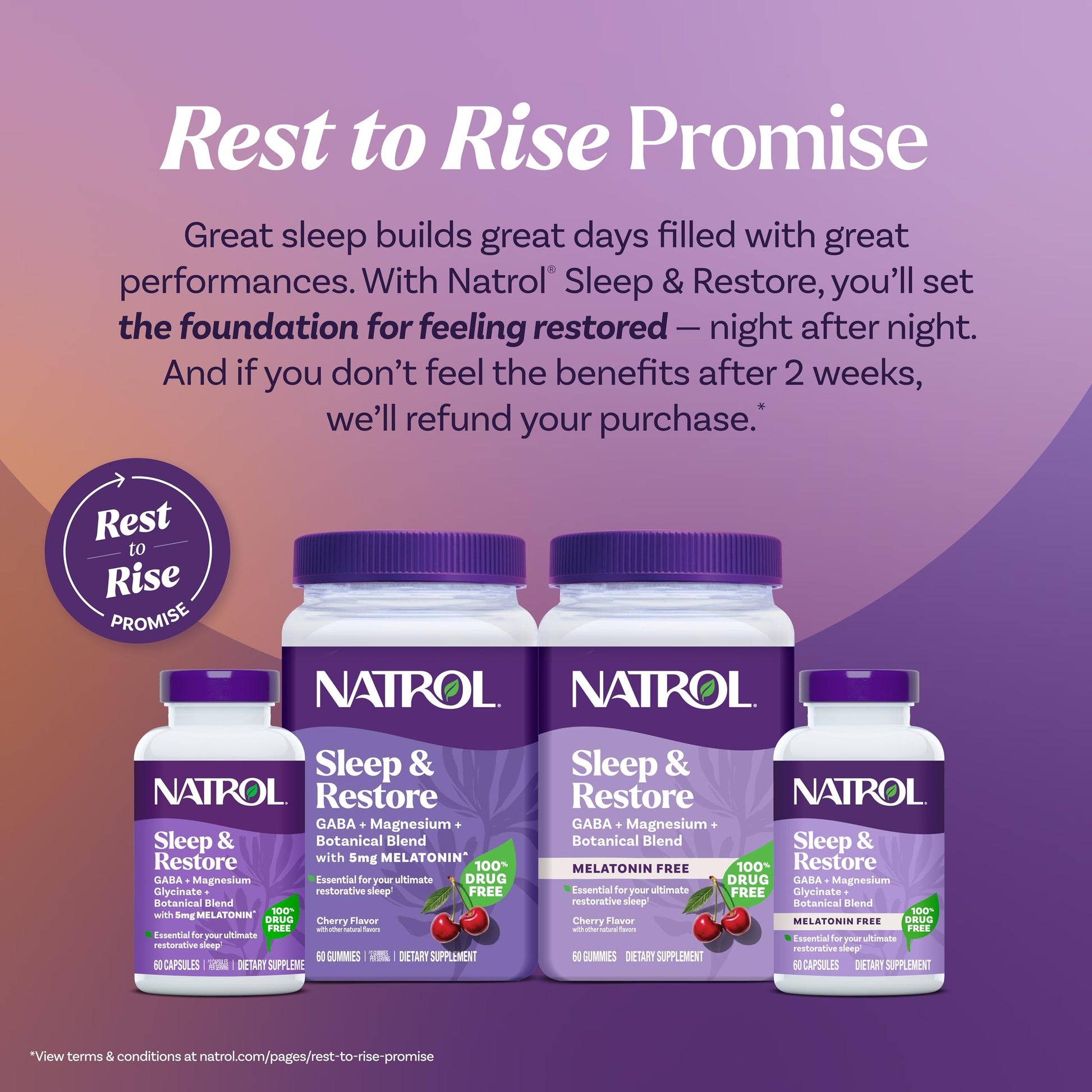 Natrol Sleep & Restore Capsules - Calm Magnesium Glycinate, Magnesium Sleep Aid with GABA, Melatonin 5mg, Botanical Blend, 30 Day Supply NatrolBuy Supplements Australia