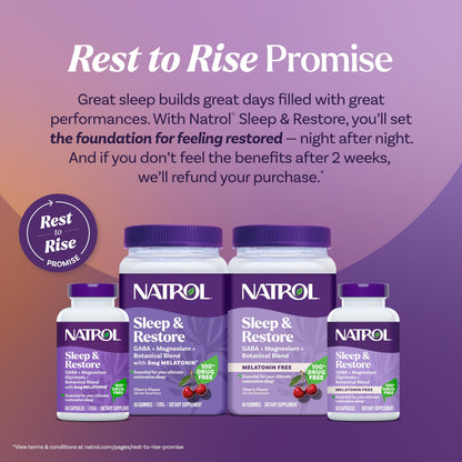 Natrol Sleep & Restore Capsules - Calm Magnesium Glycinate, Magnesium Sleep Aid with GABA, Melatonin 5mg, Botanical Blend, 30 Day Supply NatrolBuy Supplements Australia