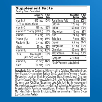 One A Day Men’s 50+ Multivitamins, Supplement with A, C, D, E and Zinc for Immune Health*, Calcium & More, 100 Tablets ONE A DAY