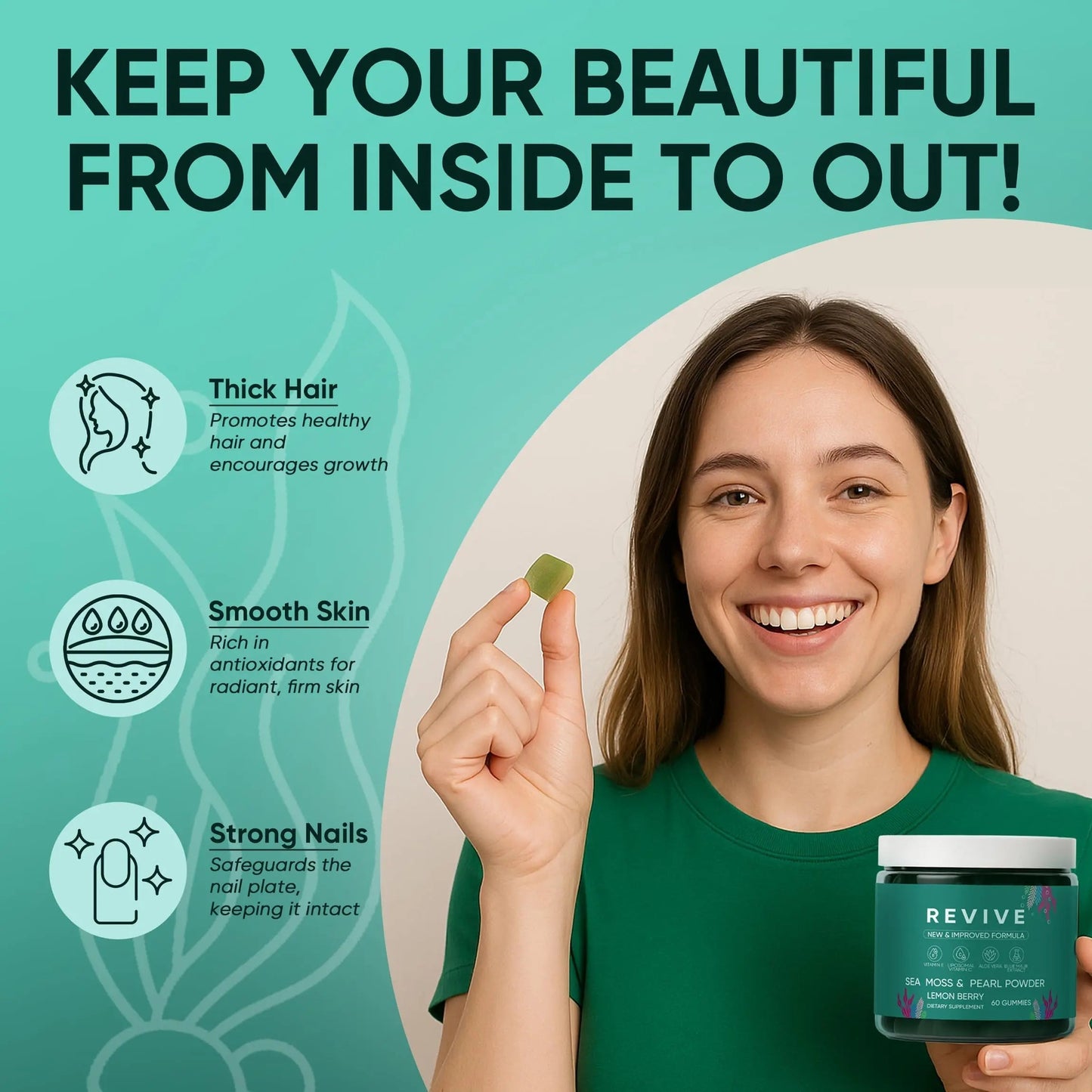 Neonomicon Balmbare Revive Gummies for Hair Loss - Sea Moss Gummies with Vitamin C, Vitamin E, Aloe Vera, Pearl Powder Supports Faster Hair Growth NeonomiconBuy Supplements Australia