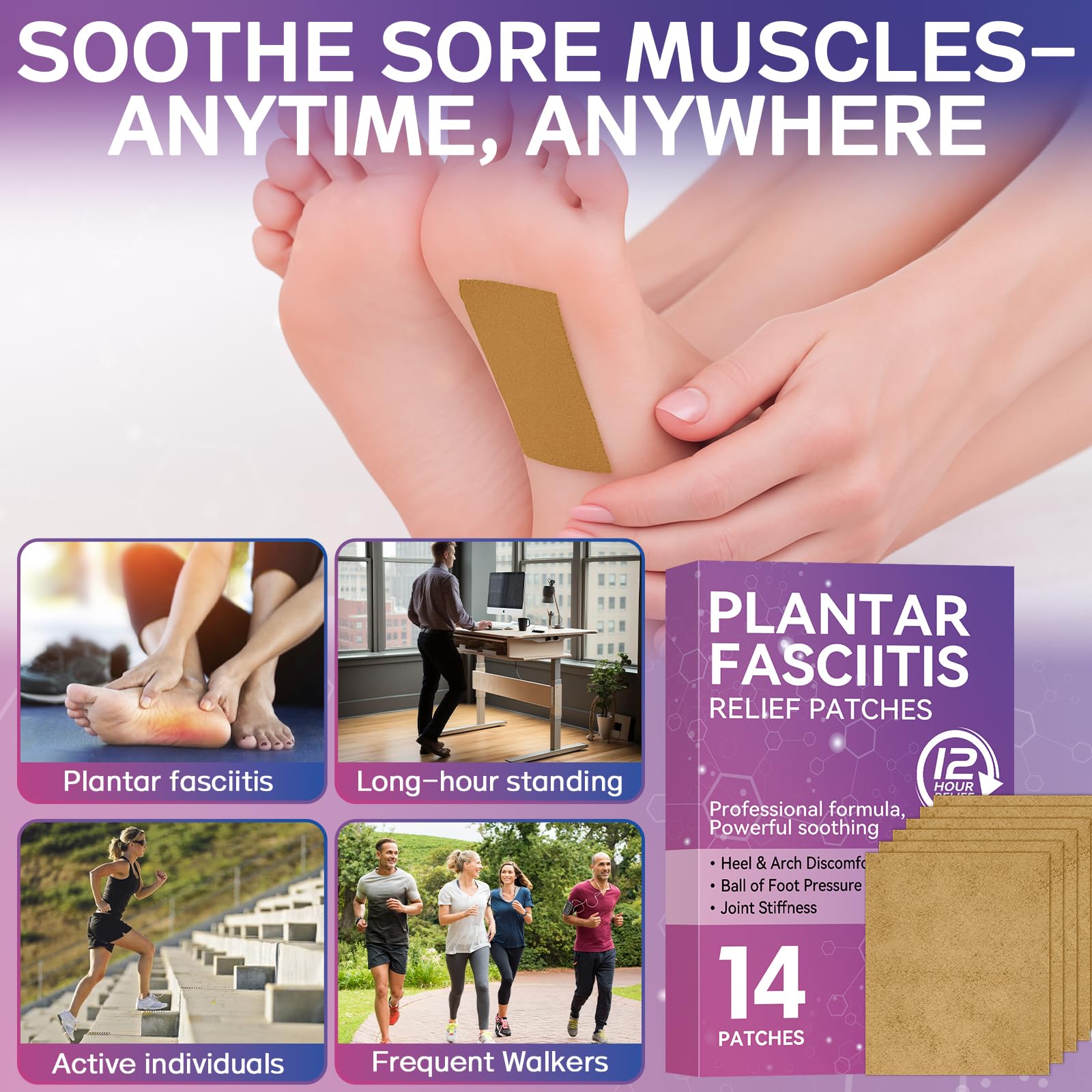 Mosconly Plantar Fasciitis Relief 14 Pcs, Natural Heel Discomfort Relief for Plantar Fasciitis, 12 Hour Maximum Strength Deep Hot, Soothing of Joint Soreness for Heel Discomfort MosconlyBuy Supplements Australia