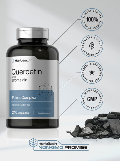 Quercetin with Bromelain Supplement | 240 Capsules | Non-GMO and Gluten Free HorbäachBuy Supplements Australia