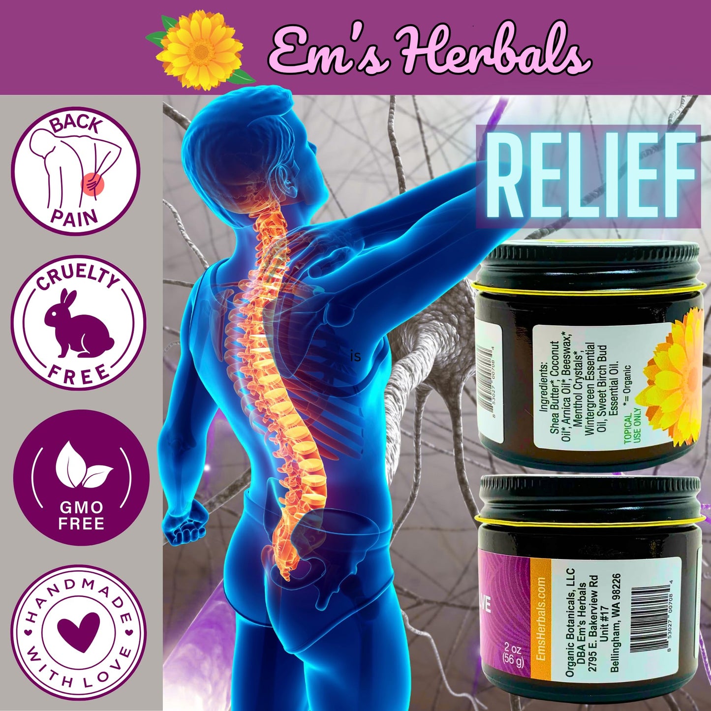 Em's Herbals, Muscle & Joint Care Arnica Salve - Amplified Arnica Salve Made with Menthol Crystals, and Effective Essential Oils to Penetrate Deep into Muscles, Joints, and Back Discomfort (2 oz) Em's HerbalsBuy Supplements Australia