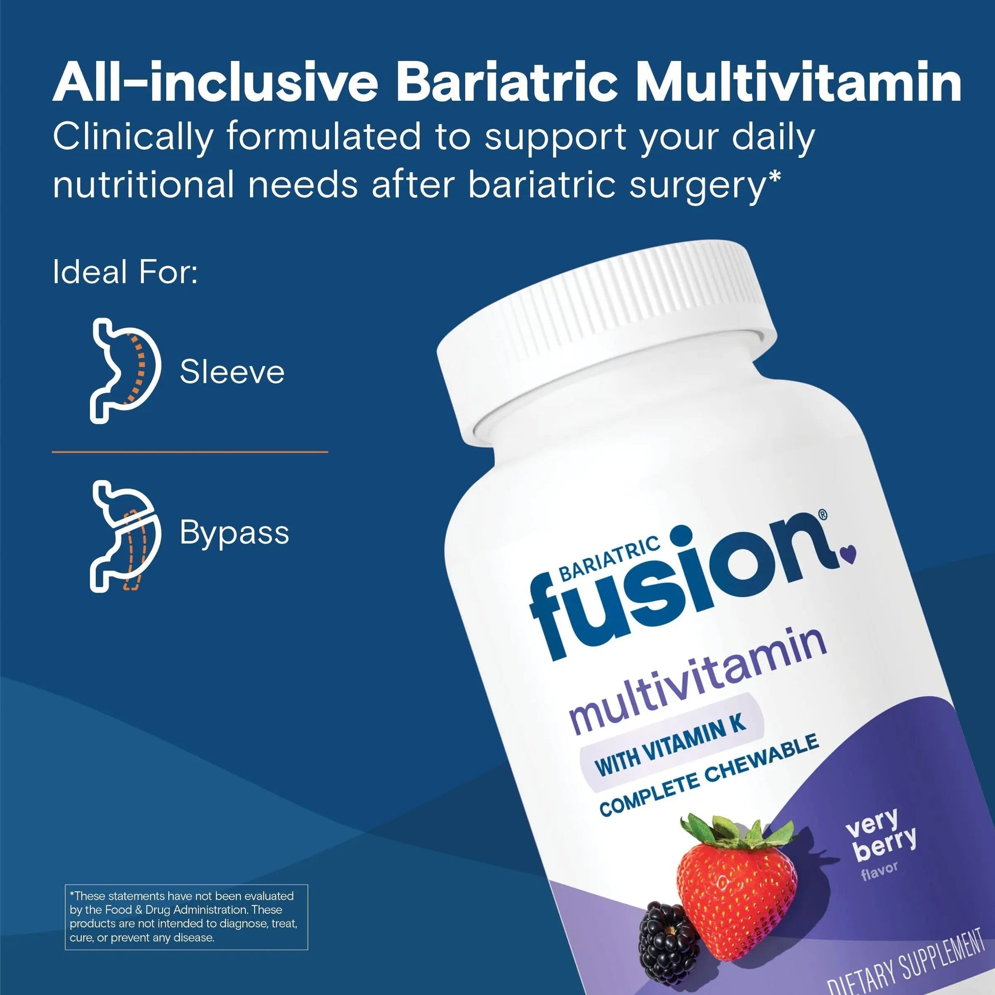 Bariatric Fusion Very Berry Complete Chewable Bariatric Multivitamin with Iron and Vitamin K for Bariatric Surgery Patients Including Bariatric Fusion