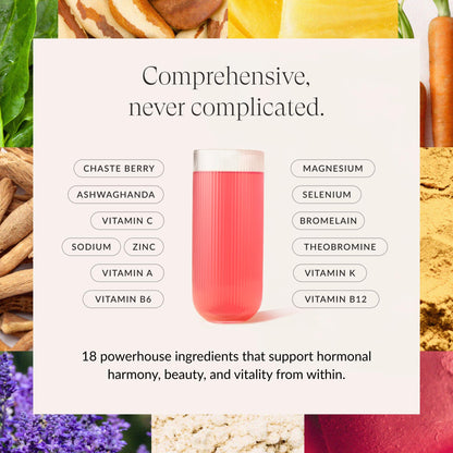 Beam Glow, Hormone Balance for Women, Strawberry Kiwi and Raspberry Bundle, Thyroid Support for Women, Natural Hormone Support Powder with Selenium and Bromelain, PMS Relief, Energy, Hair, Skin Health BeamBuy Supplements Australia