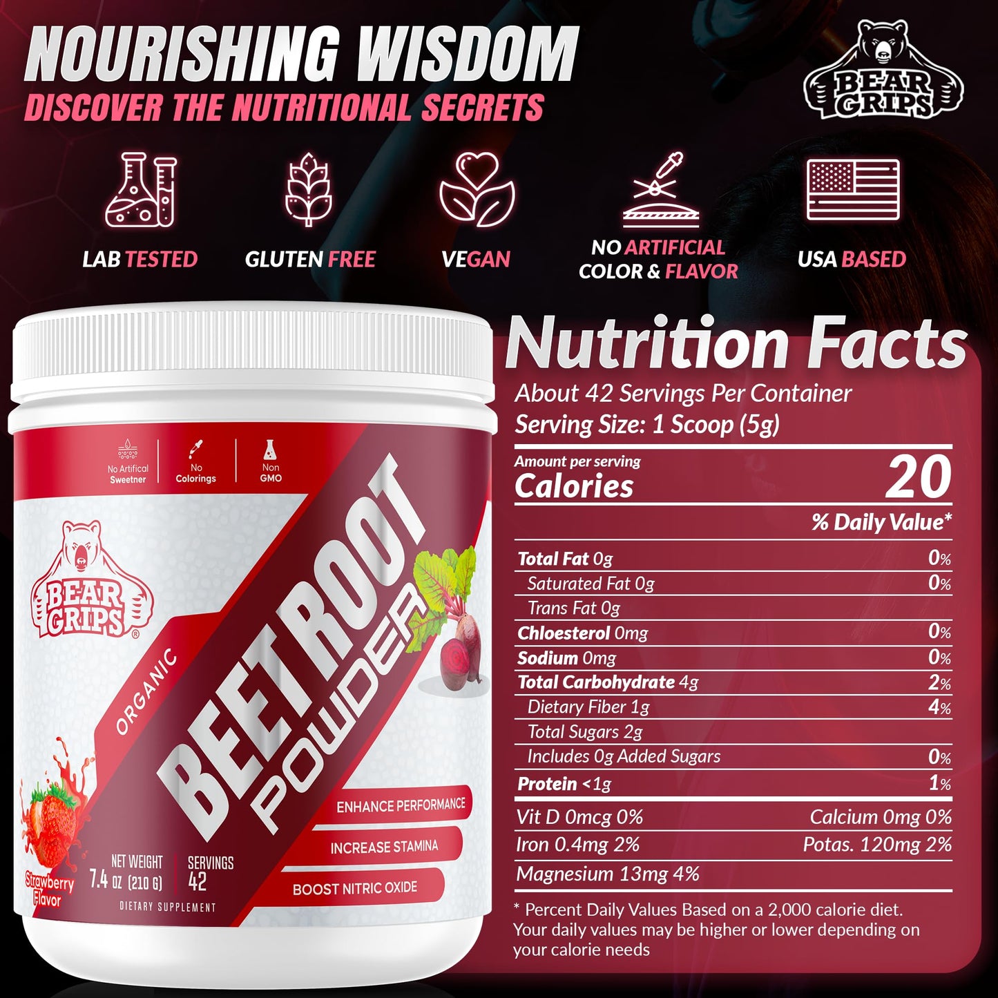 Organic Beet Root Powder - Nitric Oxide Supplement Super Food Beets Supplements Bear GripsBuy Supplements Australia