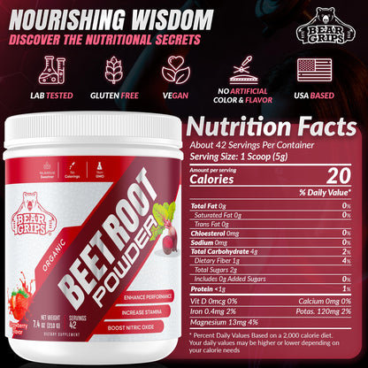 Organic Beet Root Powder - Nitric Oxide Supplement Super Food Beets Supplements Bear GripsBuy Supplements Australia