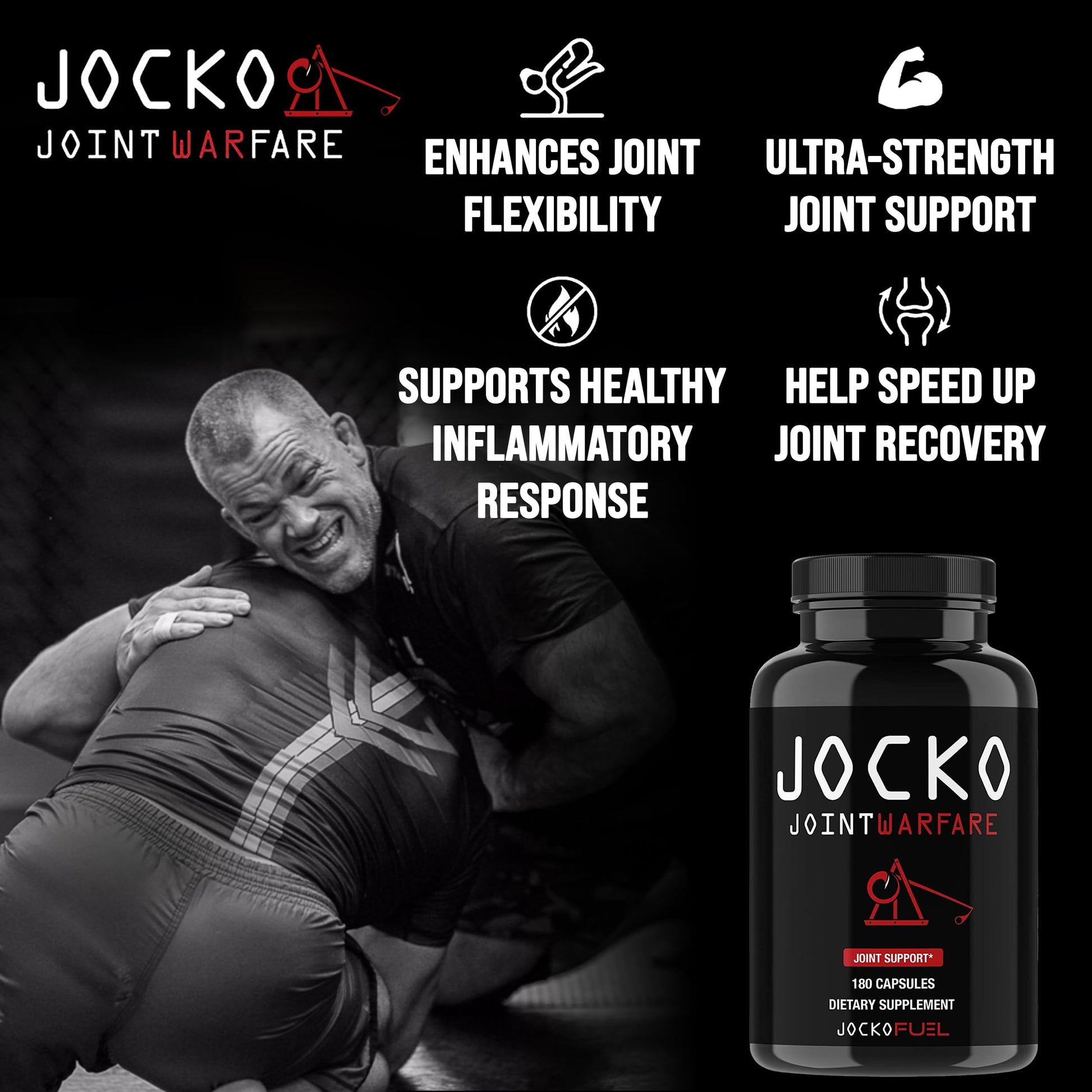 Jocko Fuel Joint Support Supplement - Glucosamine MSM for Joint Pain, Mobility, & Flexibility w/Turmeric & Boswellia (180 Capsules) Jocko FuelBuy Supplements Australia