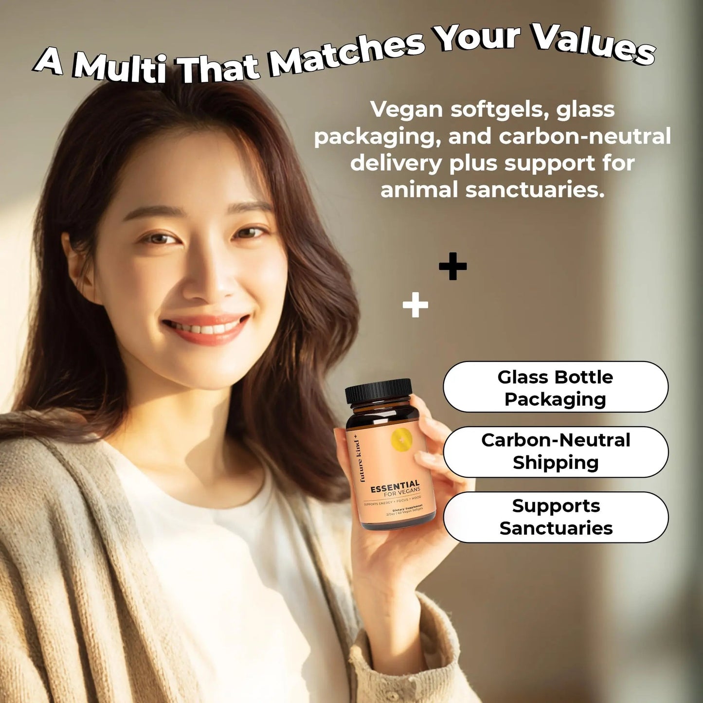Future Kind 3 in 1 Daily Multivitamin - for Energy, Clarity, Active Wellness Support with B12, D3, and Algal Omega-3 - Essential Vegan Multivitamin for Women & Men Future KindBuy Supplements Australia