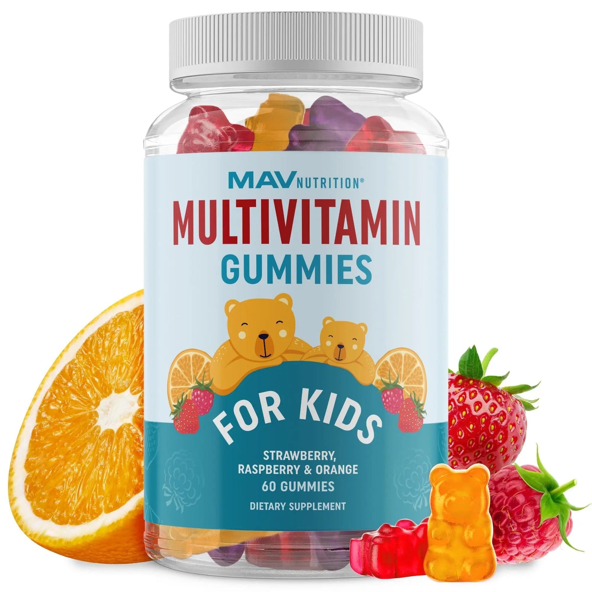 Kids Multivitamin Gummies | Vitamins A, B, C, D & Zinc for Immunity, Growth & Development | Daily Multivitamins for Children Ages 2+ | MAV NUTRITION