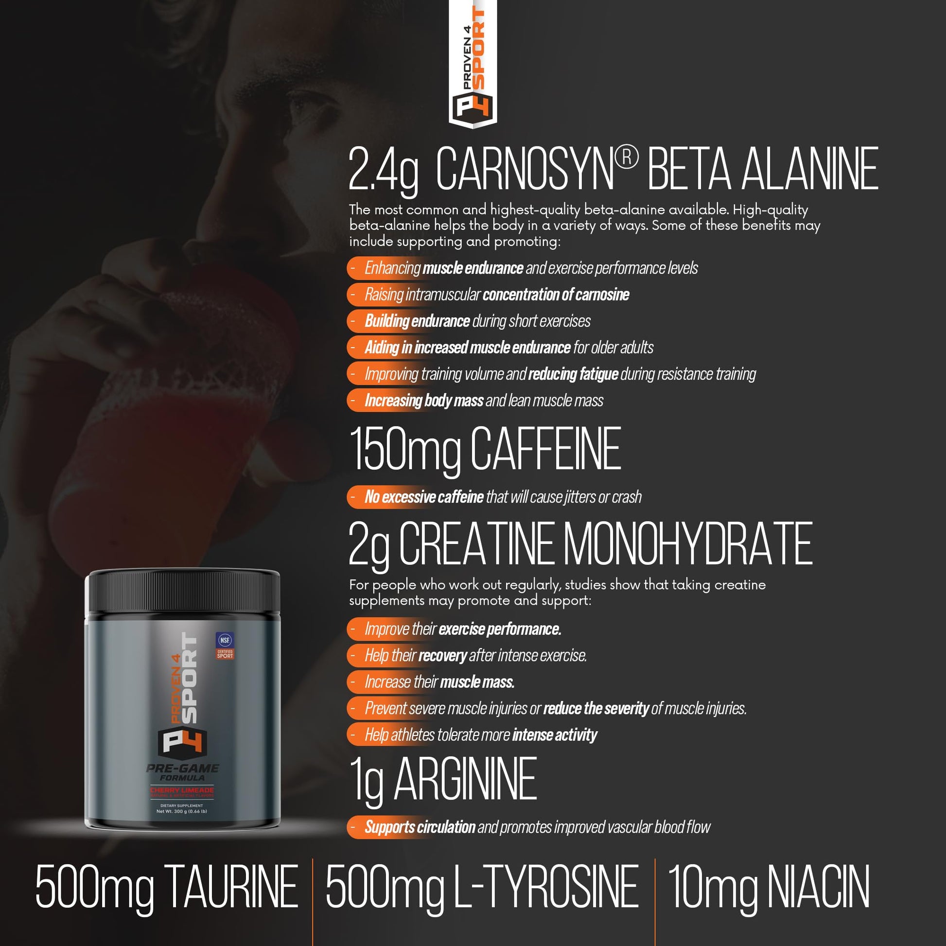 Proven4 Pre Workout Powder for Men and Women with Creatine - Beta Alanine - Caffeine Proven4 SportBuy Supplements Australia