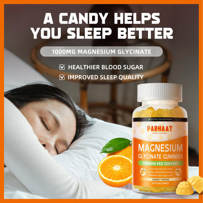 Magnesium Glycinate Gummies 1000mg - Sugar Free Magnesium Potassium Supplement with Vitamin D, B6, CoQ10 for Calm Mood & Sleep Support