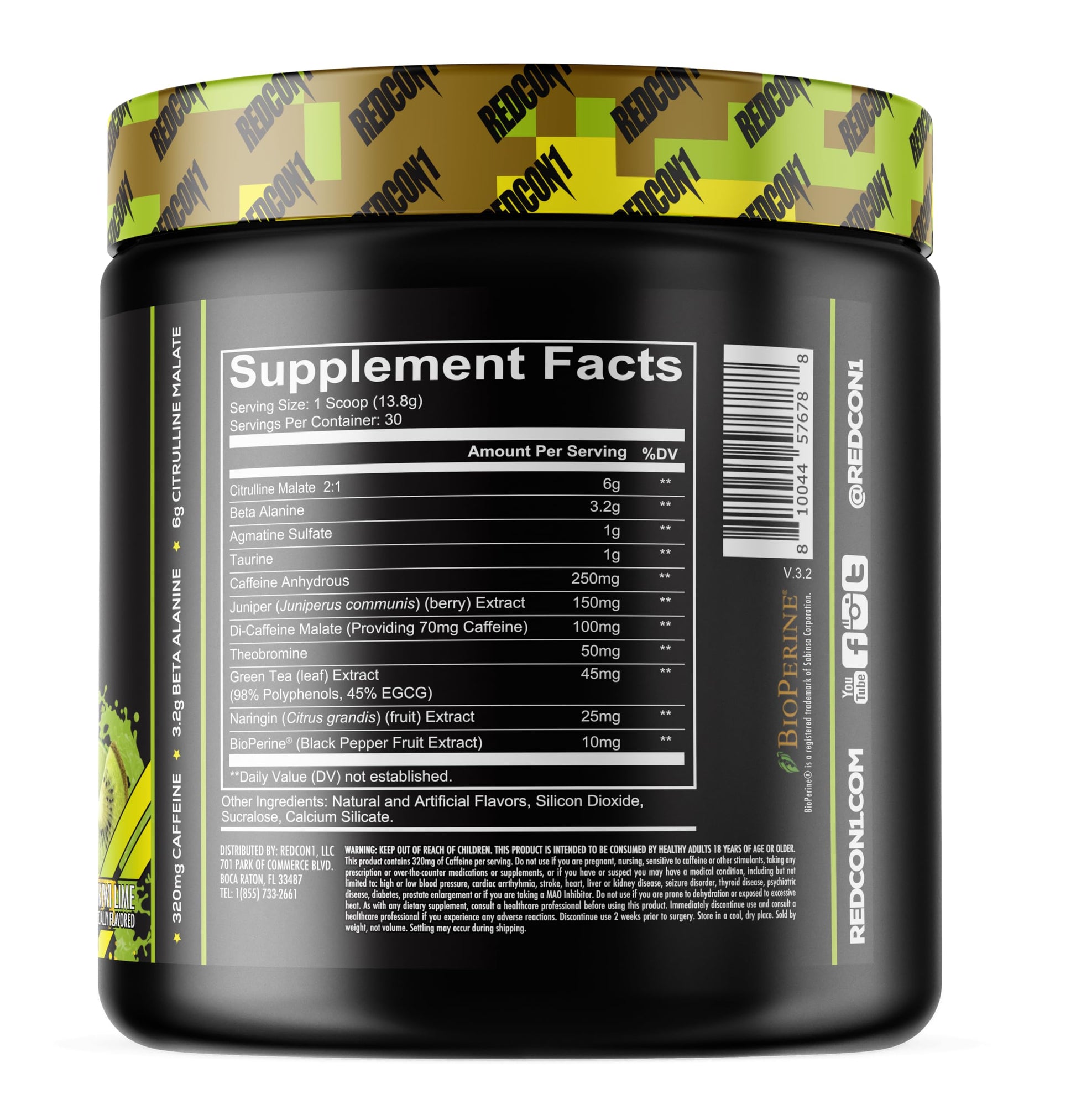 REDCON1 Total War Pre Workout Powder, Kiwi Lime - Beta Alanine + Citrulline Malate Keto REDCON1Buy Supplements Australia
