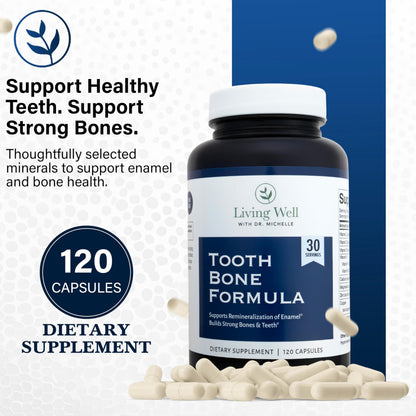 Living Well with Dr. Michelle Tooth & Bone Formula - Supplement with Calcium for Bone Strength & Tooth Enamel Support, D3 + K2, 120 Capsules, Non-GMO, Gluten-Free Living Well with Dr. MichelleBuy Supplements Australia