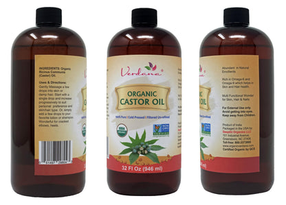 Verdana Organic Castor Oil – USDA Certified Organic – Cold Pressed, Unrefined, 100% Pure and Hexane VerdanaBuy Supplements Australia