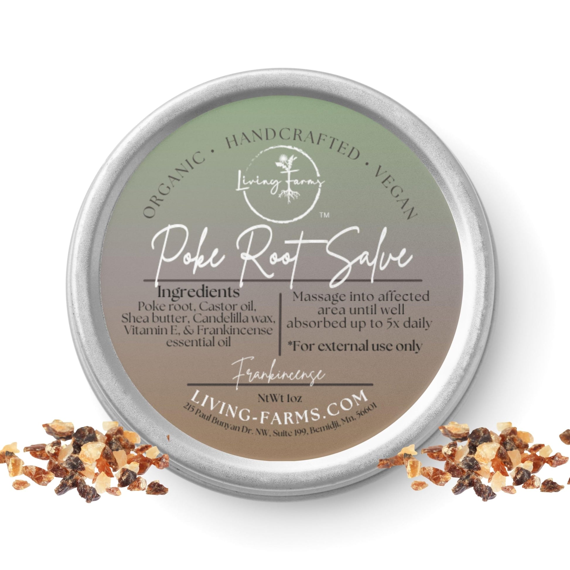 Organic Poke Root & Castor Oil Salve | Vegan Lymphatic Support | Enriched with Essential Oils | Cysts, Boils, Fibroids, Swollen Lymph Nodes, Breast & Joint (1oz, Frankincense) Living FarmsBuy Supplements Australia