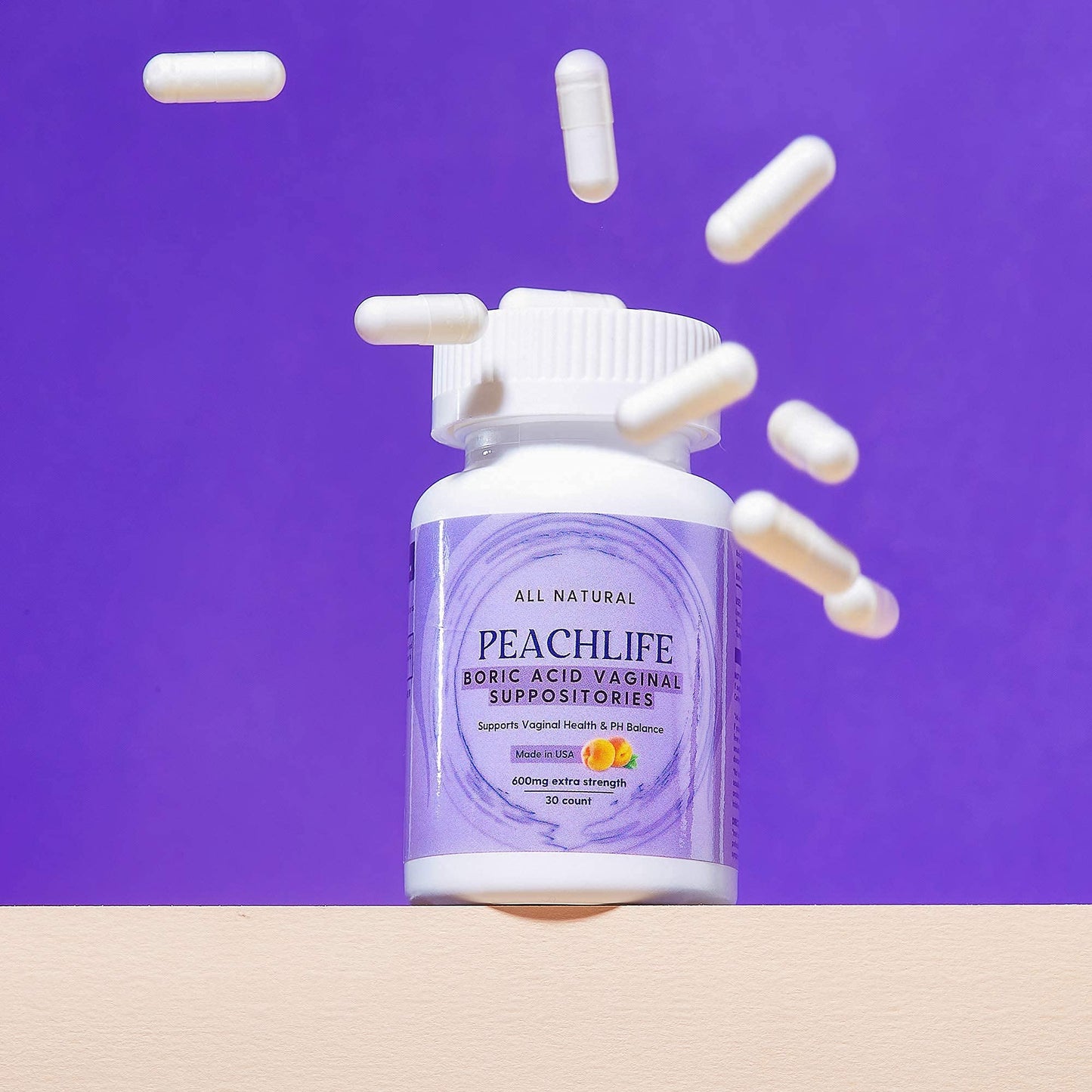Peachlife Boric Acid Suppositories and Small Soft Menstrual Cup with Ring Pull PeachlifeBuy Supplements Australia
