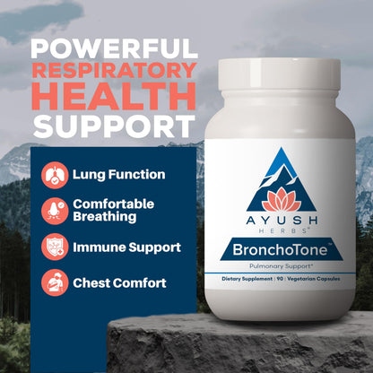 Ayush Herbs Bronchotone - Bronchial Support, Respiratory and Immune-Support Support Supplement for Women & Men, Adults, Pulmonary Care Supplement - 90 Vegetarian Capsules (1 Count) Ayush HerbsBuy Supplements Australia