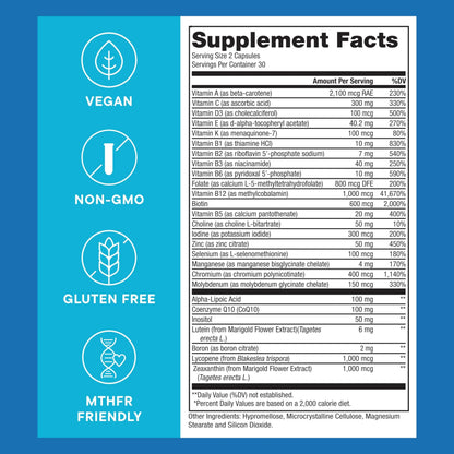 Purest® Methylated Multivitamin for Men & Women | Methylated B12 1000mcg, Biotin, B Complex with 600mcg Vitamin D, Vitamin C, E, A, Methylfolate | Super Natural Goods