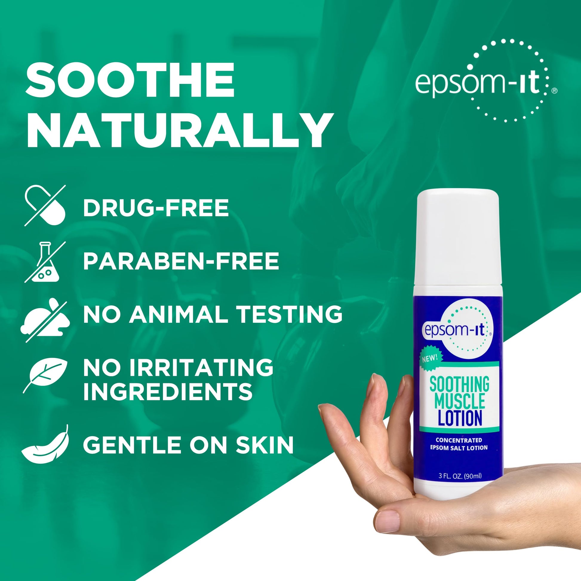 EPSOM-IT Soothing Muscle Lotion - Roll On Epsom Salt Lotion with Arnica for Muscle Stiffness, Leg, Knees and Feet Discomfort, Topical Magnesium Cream, 3oz, 2-Pack EPSOM-ITBuy Supplements Australia