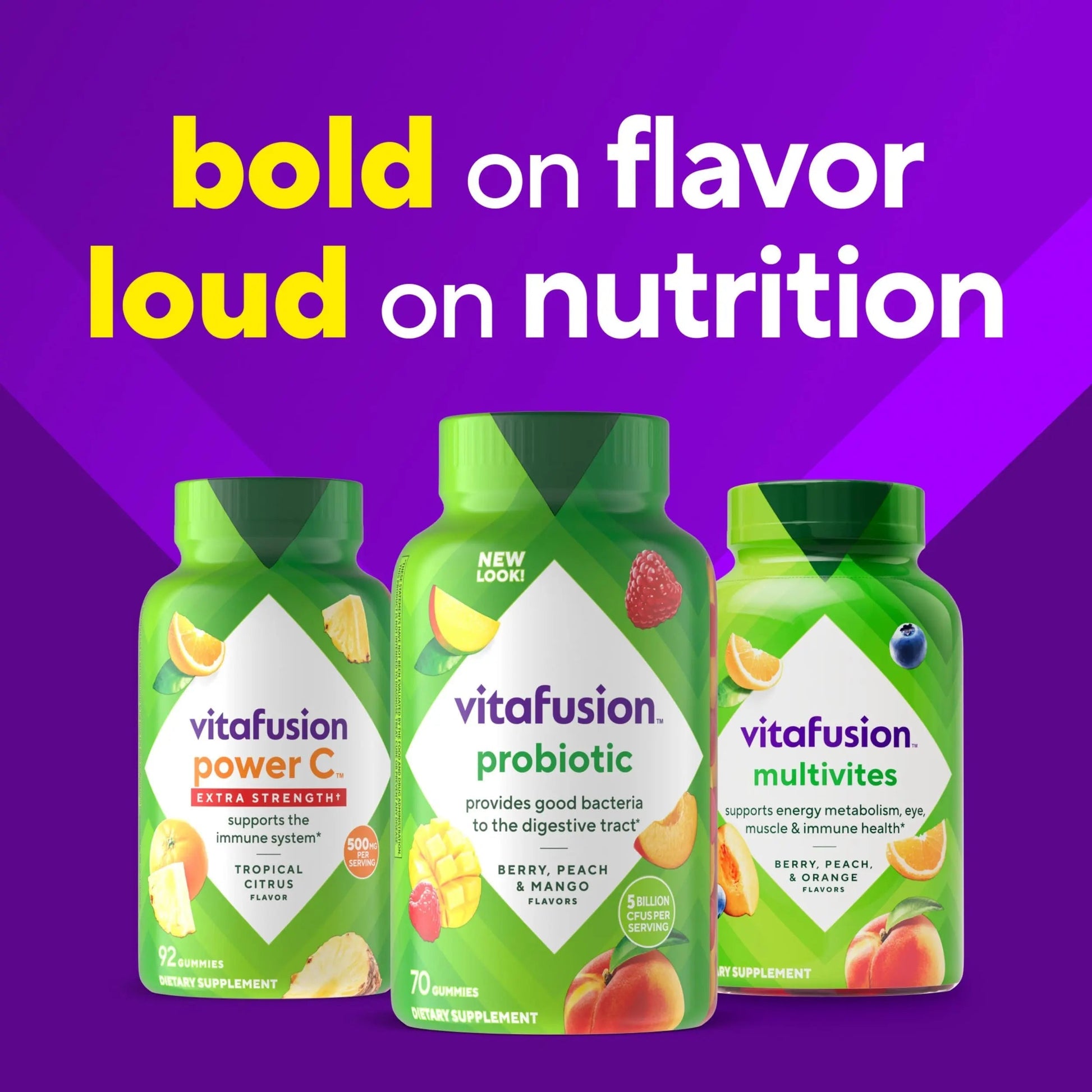 vitafusion Probiotic Gummy Supplements, Raspberry, Peach and Mango Flavors, Probiotic Nutritional Supplements With 5 Billion CFUs Vitafusion