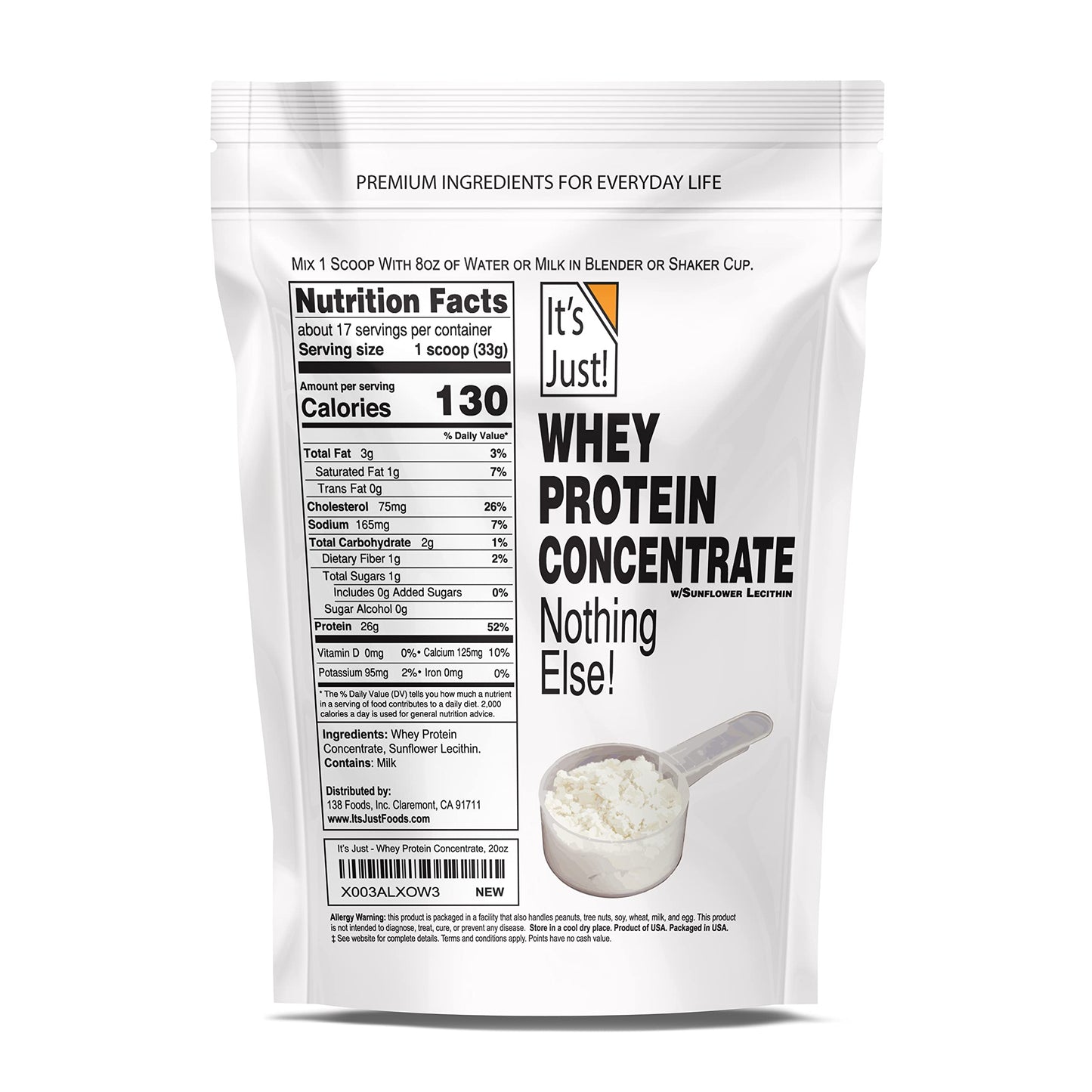 It's Just! - 100% Whey Protein Concentrate, Made in USA, Premium WPC-80, No Added It's Just!Buy Supplements Australia