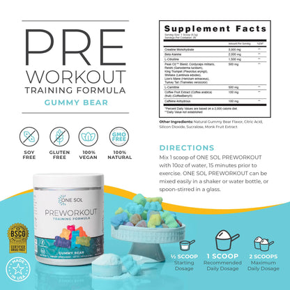 One Sol Pre-Workout for Women, Enhanced Pump & Focus, No Jitters Or Crash, Natural One SolBuy Supplements Australia