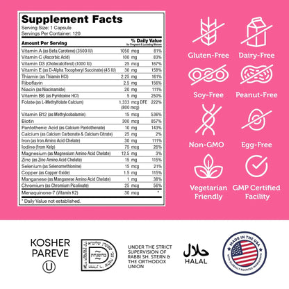 Zahler - Total One Prenatal Vitamins for Women (120 Count) Daily Multi Vitamin Prenatals with Folic Acid, Iron, Zinc ZahlerBuy Supplements Australia