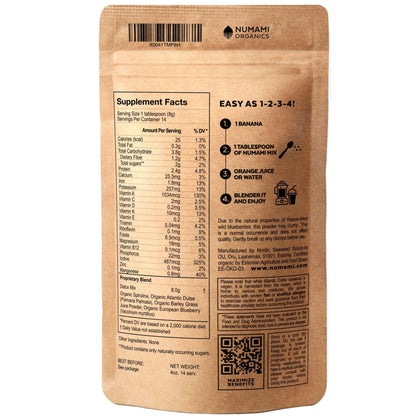 Numami Organic Detox Blueberry Smoothie Powder with Healthy Spirulina, Atlantic Dulse NumamiBuy Supplements Australia