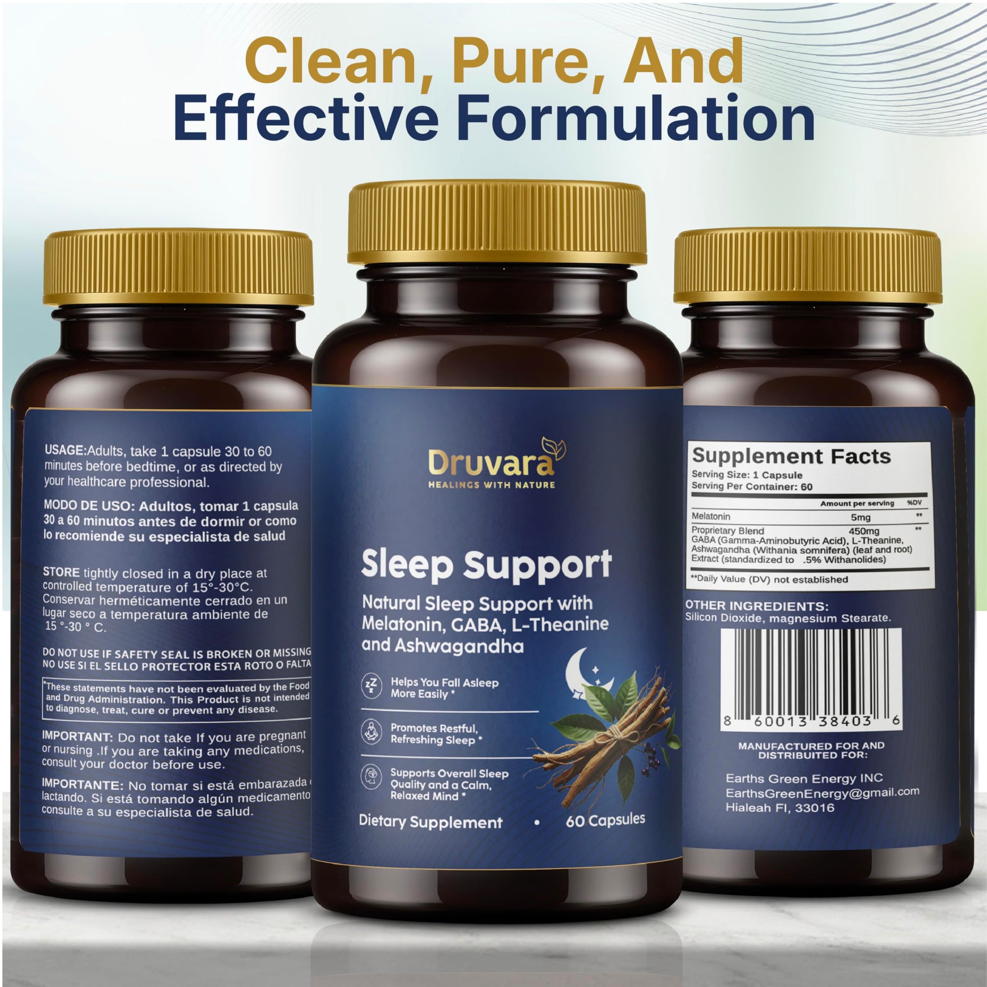 Druvara Natural Sleep Aid for Adults with Melatonin, GABA, L-Theanine & Ashwagandha, Natural Sleep Supplement for Deep, Restful Sleep - 60 Capsules DruvaraBuy Supplements Australia