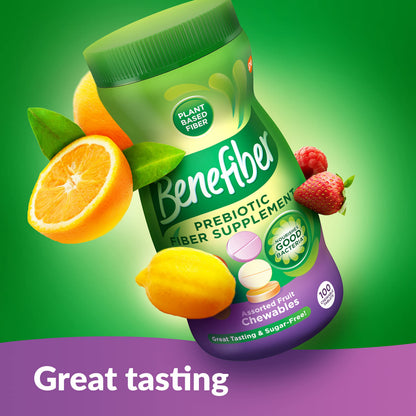 Benefiber Chewable Prebiotic Fiber Supplement Tablets for Digestive Health, Assorted Fruit Flavors BenefiberBuy Supplements Australia