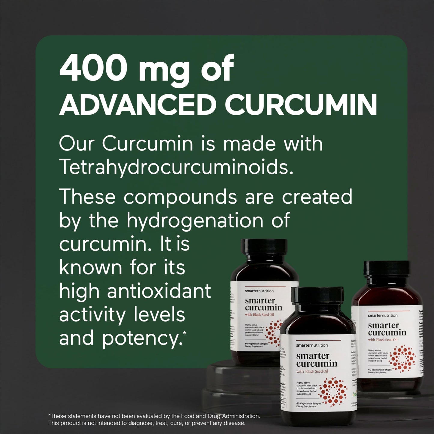SMARTERNUTRITION Curcumin Softgels - Vegan High Absorption 400 mg Turmeric Supplement + Black Seed Oil & Ginger - 95% Tetrahydrocurcuminoids Non-GMO, USA Manufactured - 60 Ct[30 Servings] SMARTERNUTRITIONBuy Supplements Australia