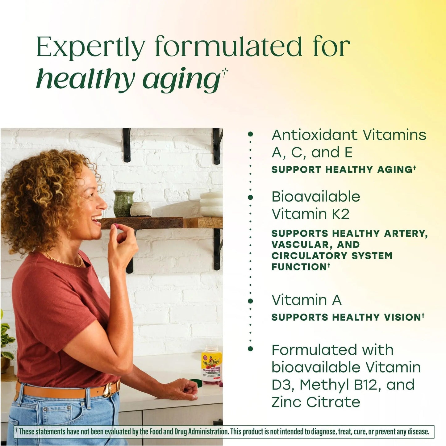MegaFood Whole Body 55+ Womens Multivitamin - Multivitamin for Women - Vitamin D3 K2, Magnesium Citrate, Biotin & Folate - Bone Health MegaFood