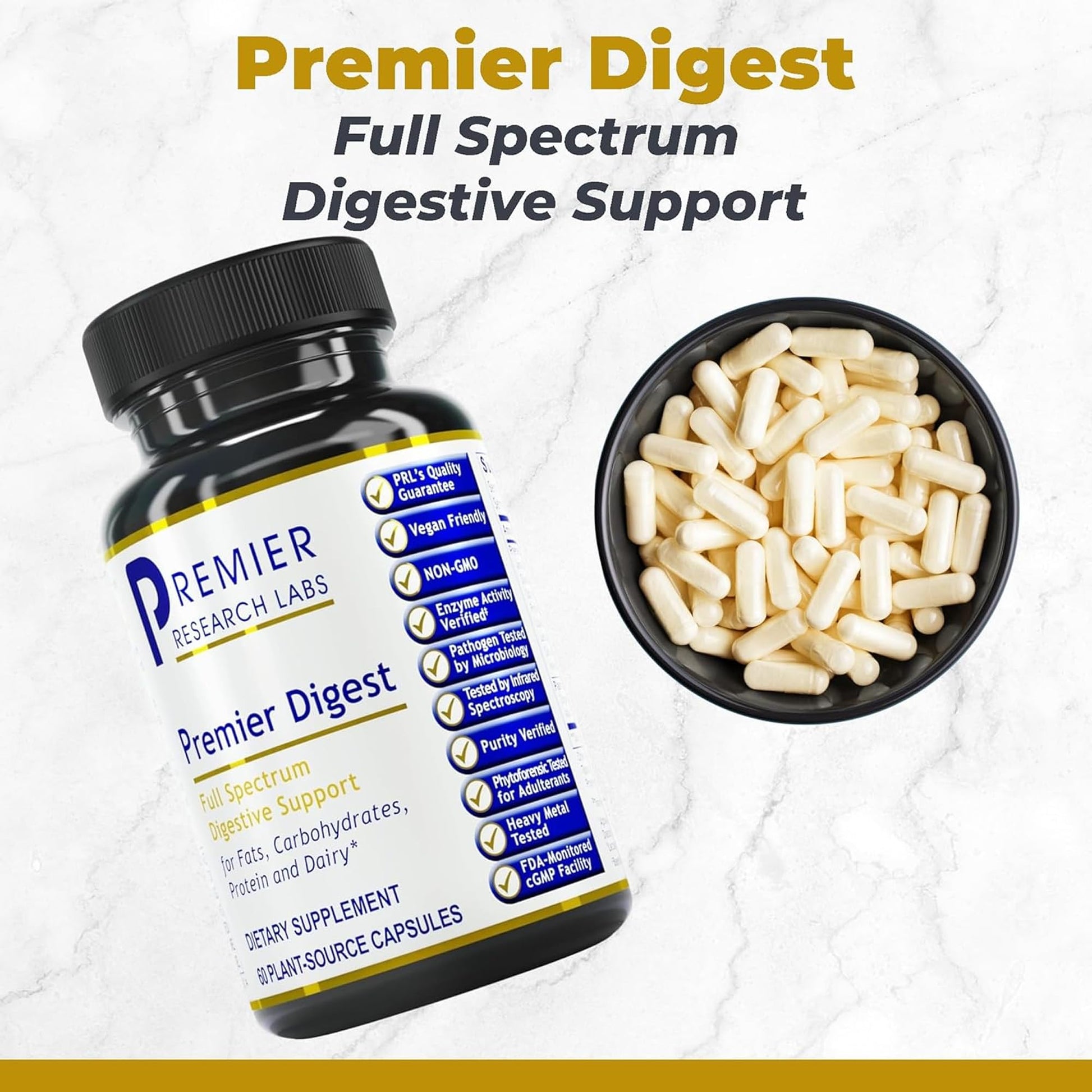 Premier Research Labs Active Digestive Enzymes with Probiotic and Prebiotics - Promotes Full-Spectrum Digestive Support - with Amylase, Protease & Lipase, 60 Plant-Sourced Capsules Premier Research LabsBuy Supplements Australia