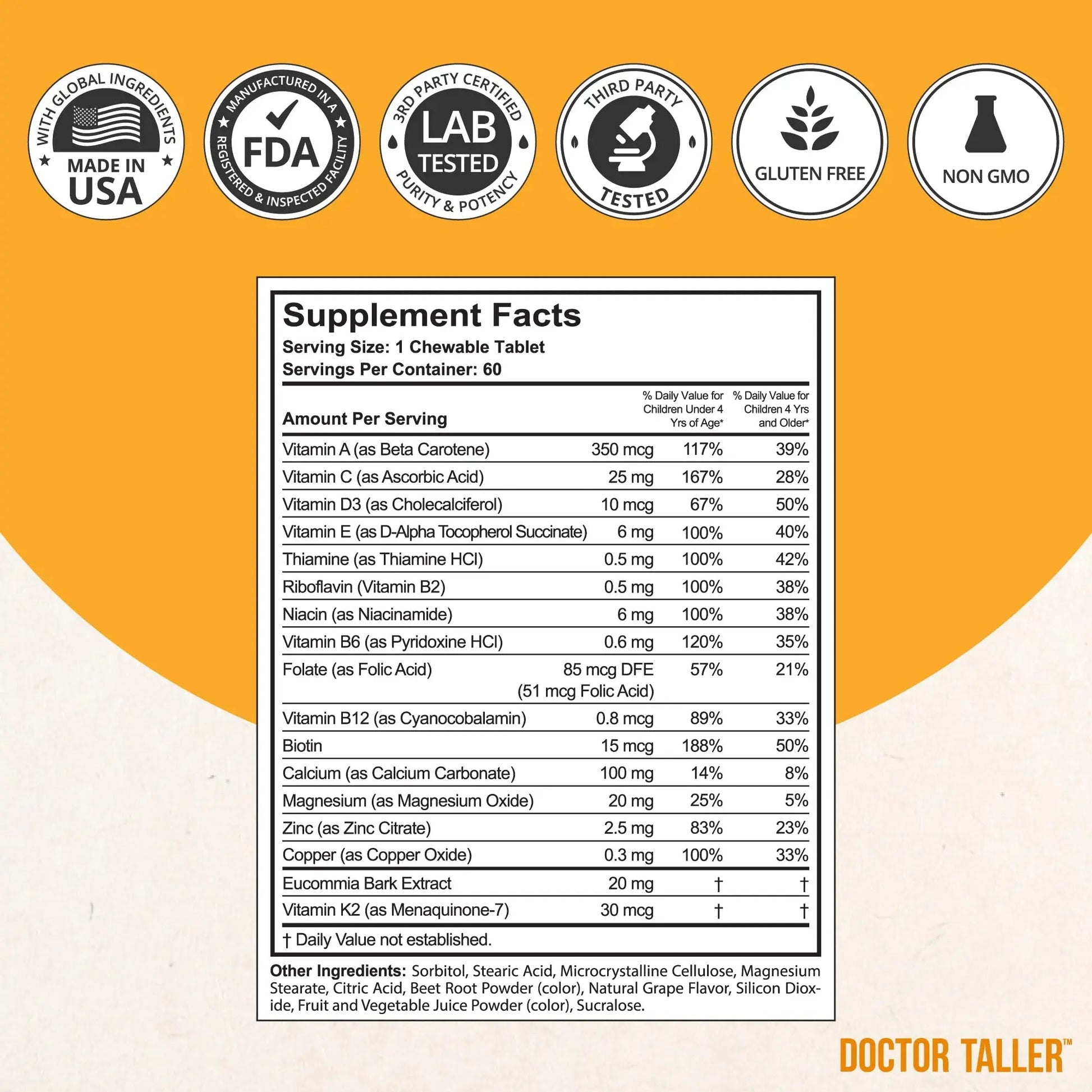 NuBest Doctor Taller Kids - Kids Multivitamins, Toddler Vitamins - Support Healthy, Immunity and Bone Strength for Ages 2 to 9 NuBest