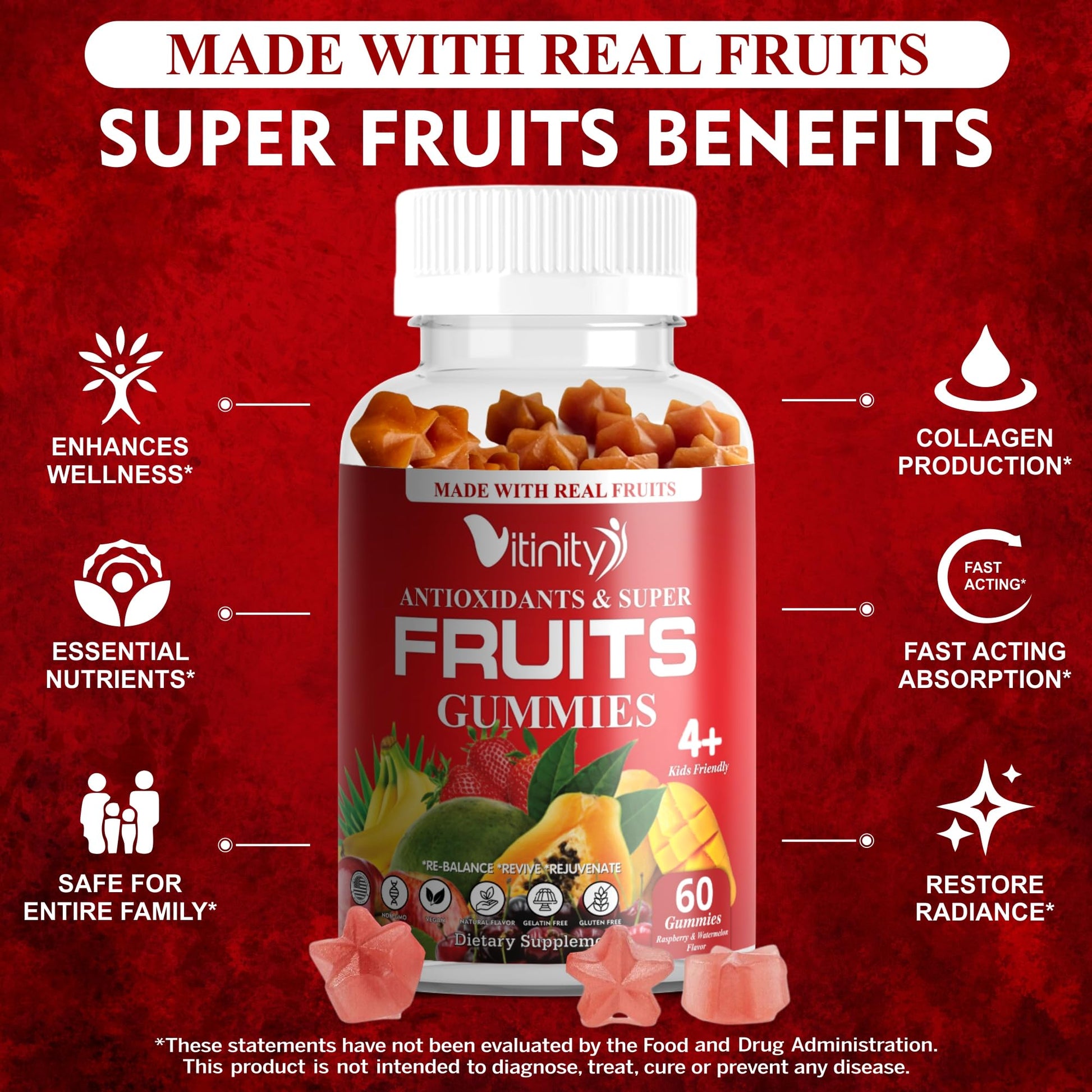 VITINITY Made with Real Super Fruits Delicious Gummy Supplement,Men,Women & Kids VITINITYBuy Supplements Australia