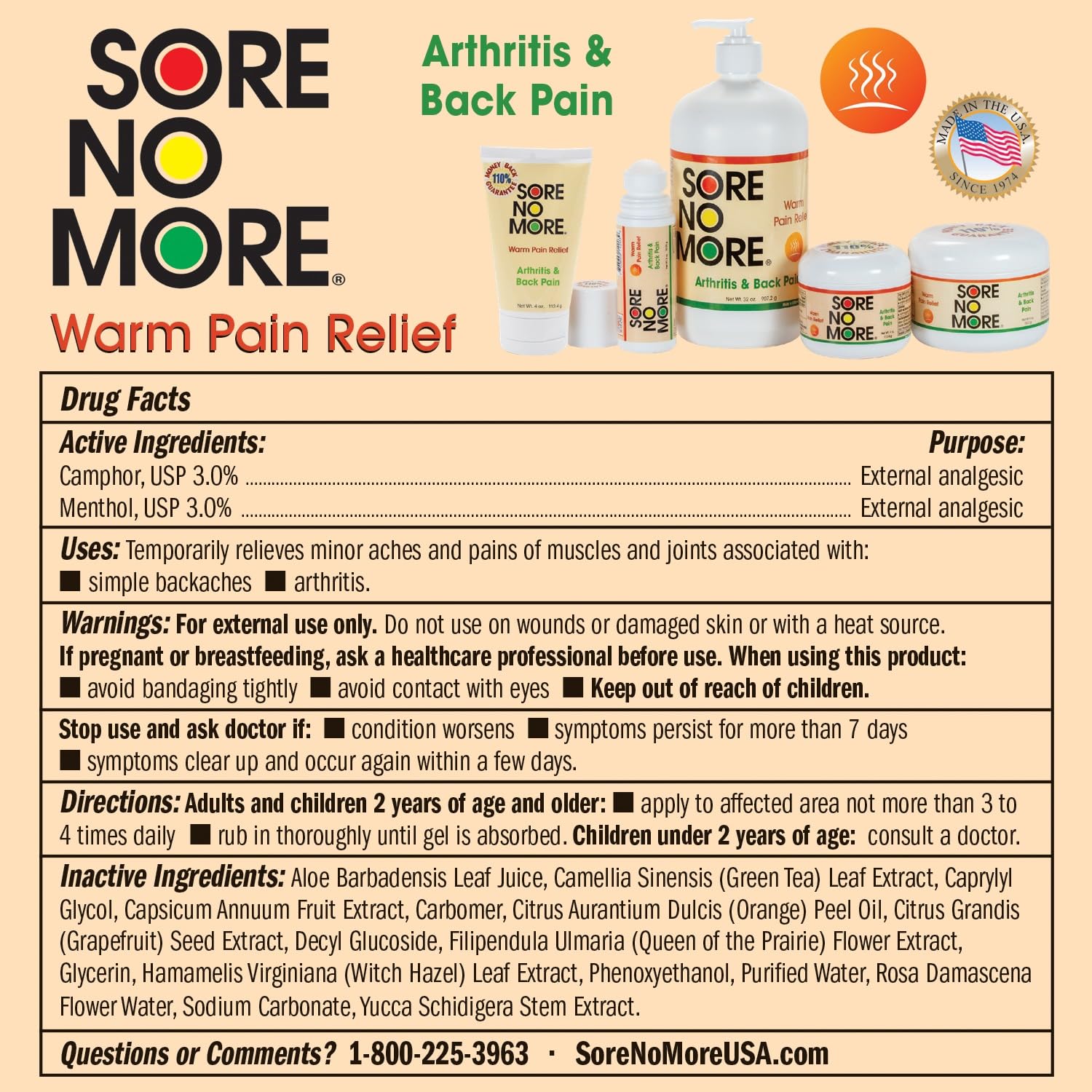 Sore No More Warm Arthritis Pain Relief Cream – Targeted Reliever for Back, Neck, Hands & Feet – Soothing & Fast-Acting Formula for Aches and Pains – Non-Greasy with Orange Aroma – 8 oz Sore No MoreBuy Supplements Australia
