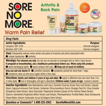 Sore No More Warm Arthritis Pain Relief Cream – Targeted Reliever for Back, Neck, Hands & Feet – Soothing & Fast-Acting Formula for Aches and Pains – Non-Greasy with Orange Aroma – 8 oz Sore No MoreBuy Supplements Australia