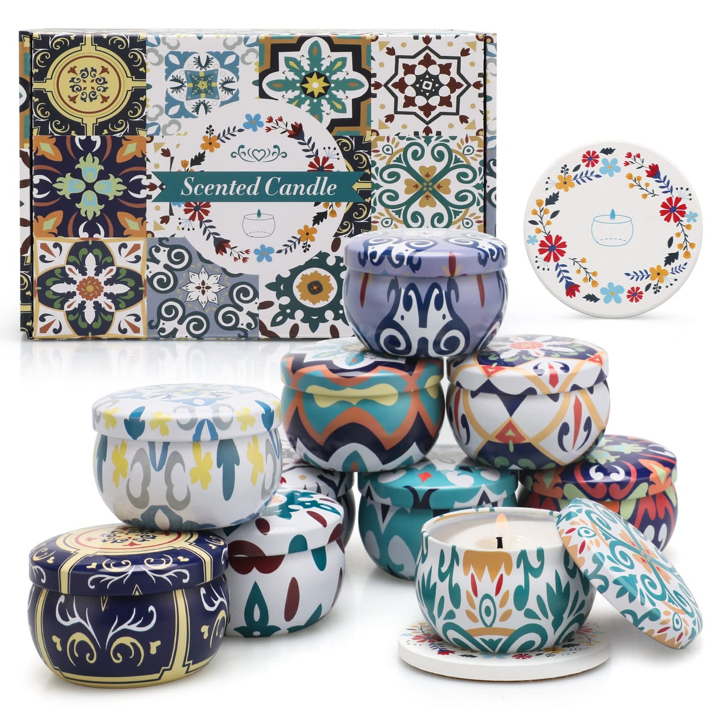 10 Pack Scented Candles Gifts, Aromatherapy Candles for Home Scented with 2 Coasters Yinuo CandleBuy Supplements Australia