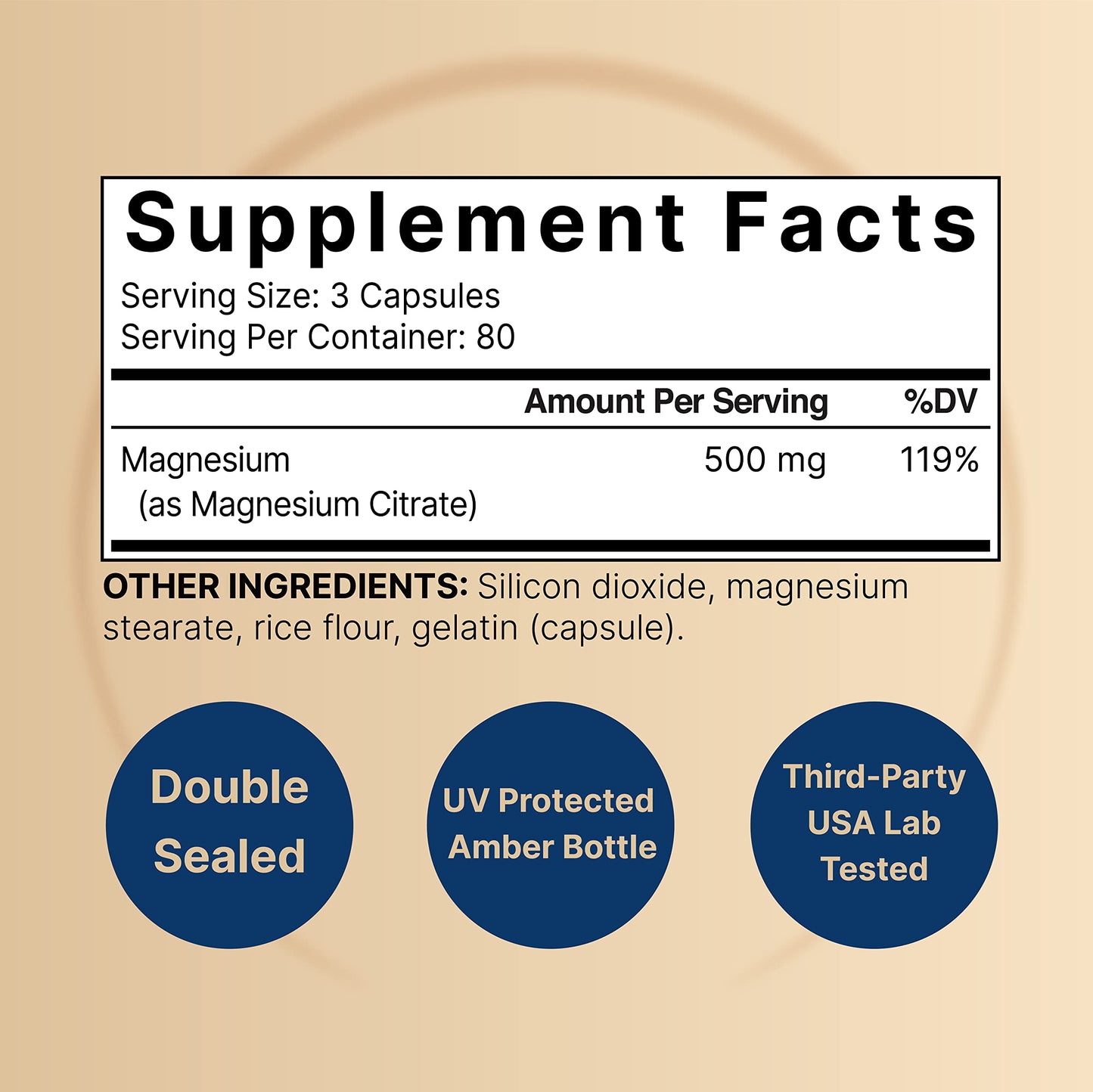 2 Pack Magnesium Citrate 500mg, 480 Capsules | High Purity Elemental Form NatureBellBuy Supplements Australia