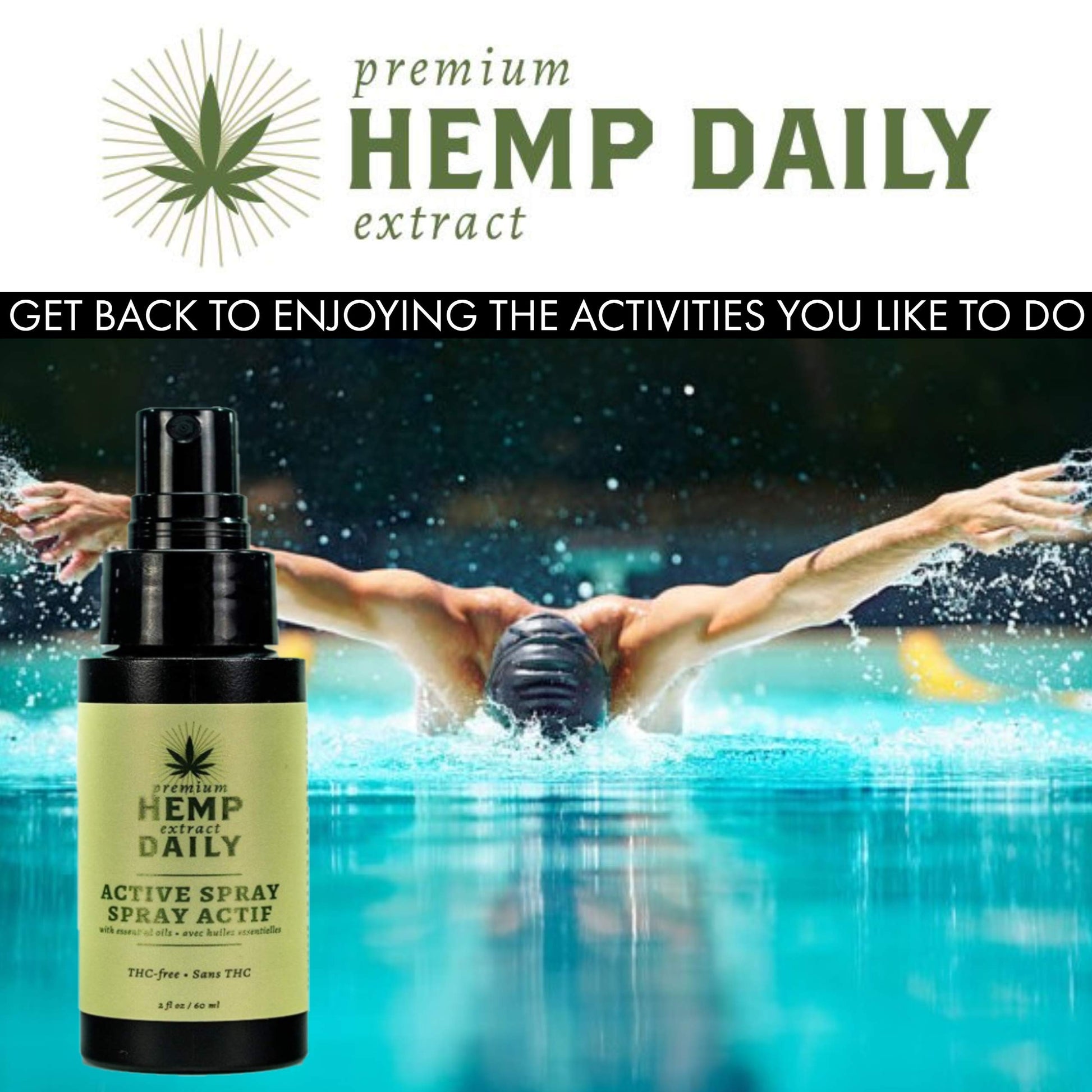 Hemp Daily Active Spray | Hemp Spray with Essential Oils | Vegan, Organic Ingredients | 2 Fluid Ounces (Original Spray, Single) Premium Hemp Extract DailyBuy Supplements Australia