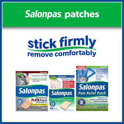 Salonpas Pain Relief Patch, 20 Count (Pack of 1), Up to 12 Hours Temporary Relief of Mild to Moderate Pain, Backache, Sore Muscle, Sprains, Bruises SalonpasBuy Supplements Australia