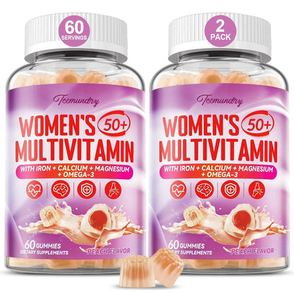 Multivitamin Gummies for Women 50 Plus - with Omega 3, Coenzyme Q10, Iron, Calcium, Zinc, Vitamin A, C, D3, E, K2, B Complex, Folate Tcemundry