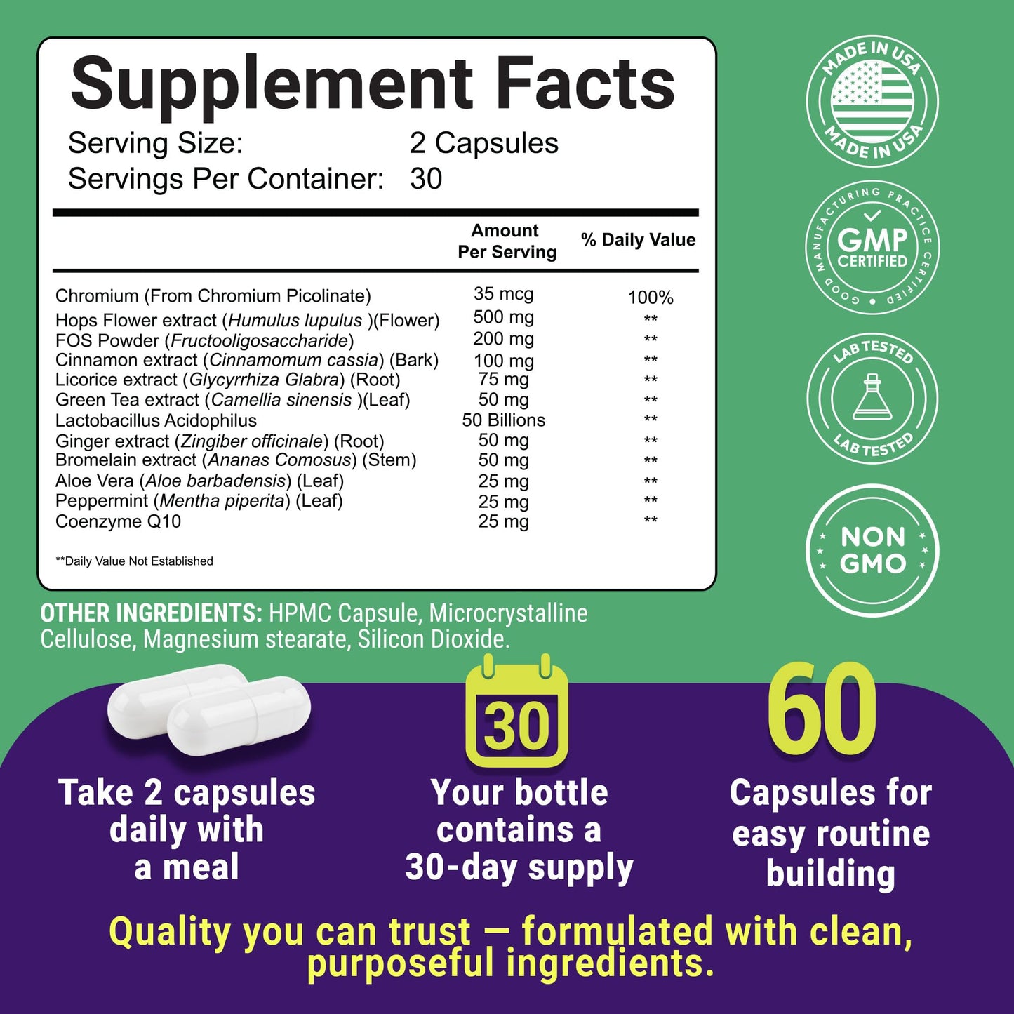 Uncle Scientist GLP-1 Probiotic Dietary Supplement, Supports Healthy Appetite and Metabolic Function - Chromium, Green Tea, Cinnamon, Probiotics & Herbal Blend, 60 Capsules (30-Day Supply) Uncle ScientistBuy Supplements Australia