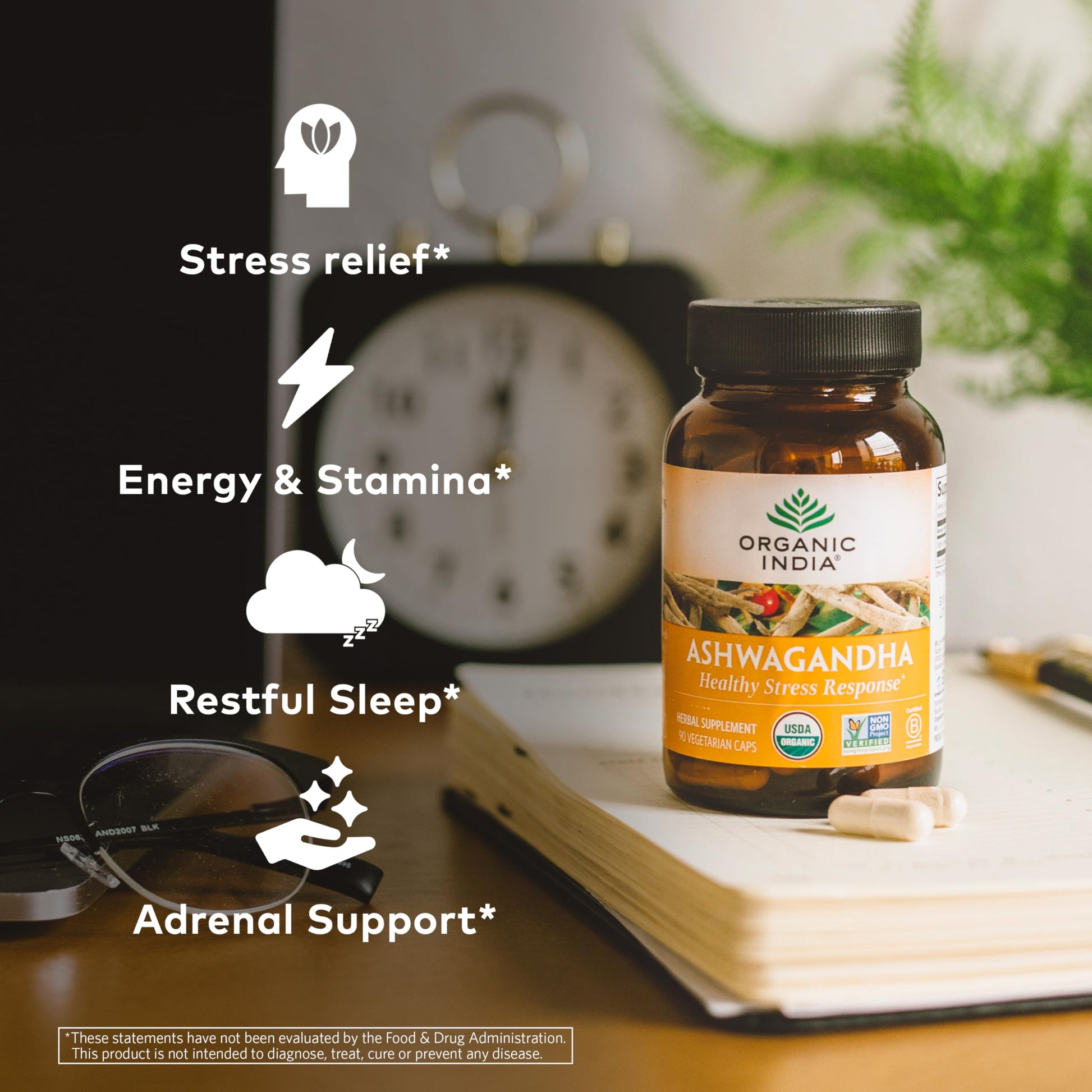 Organic India Ashwagandha Herbal Supplement - Stress Response Support, Vegan, Gluten Organic IndiaBuy Supplements Australia