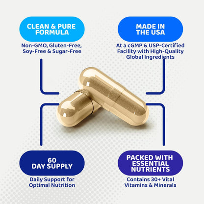 Gusevit 35-in-1 Men's Multivitamins for Immune Support, Stamina & Energy Boost | Men's Health Supplement with Vitamins & Antioxidants | Gusevit