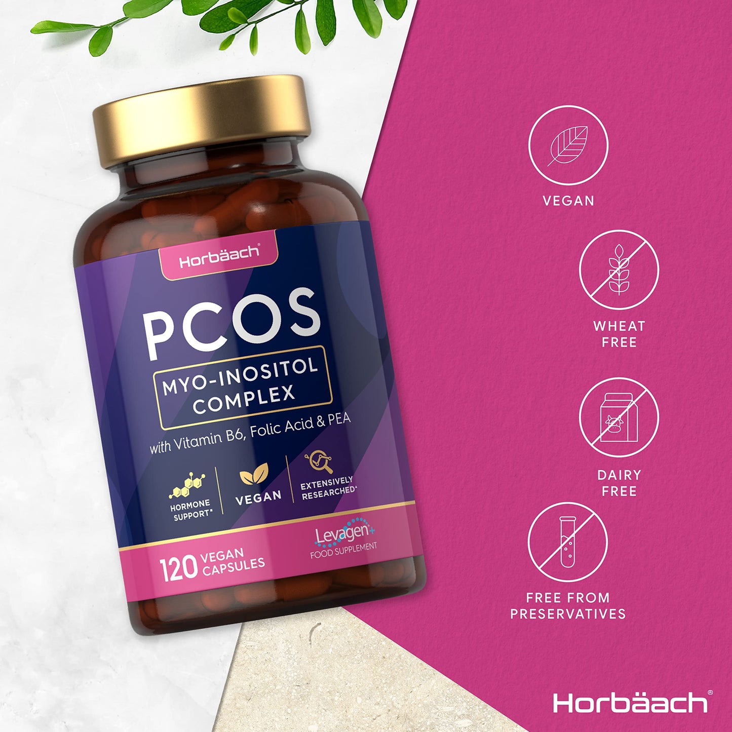 Inositol Supplement for PCOS | 120 Vegan Capsules | Myo-Inositol Complex with Folic Acid HorbäachBuy Supplements Australia