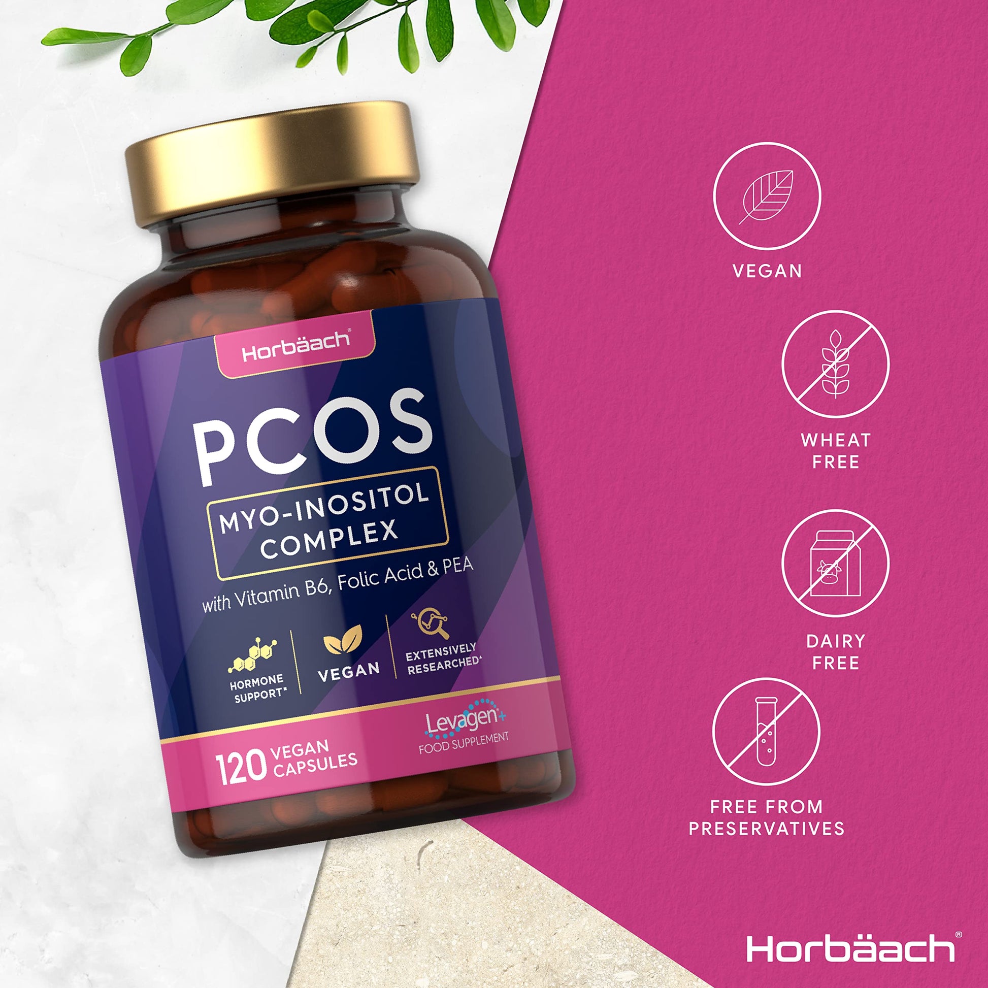 Inositol Supplement for PCOS | 120 Vegan Capsules | Myo-Inositol Complex with Folic Acid HorbäachBuy Supplements Australia