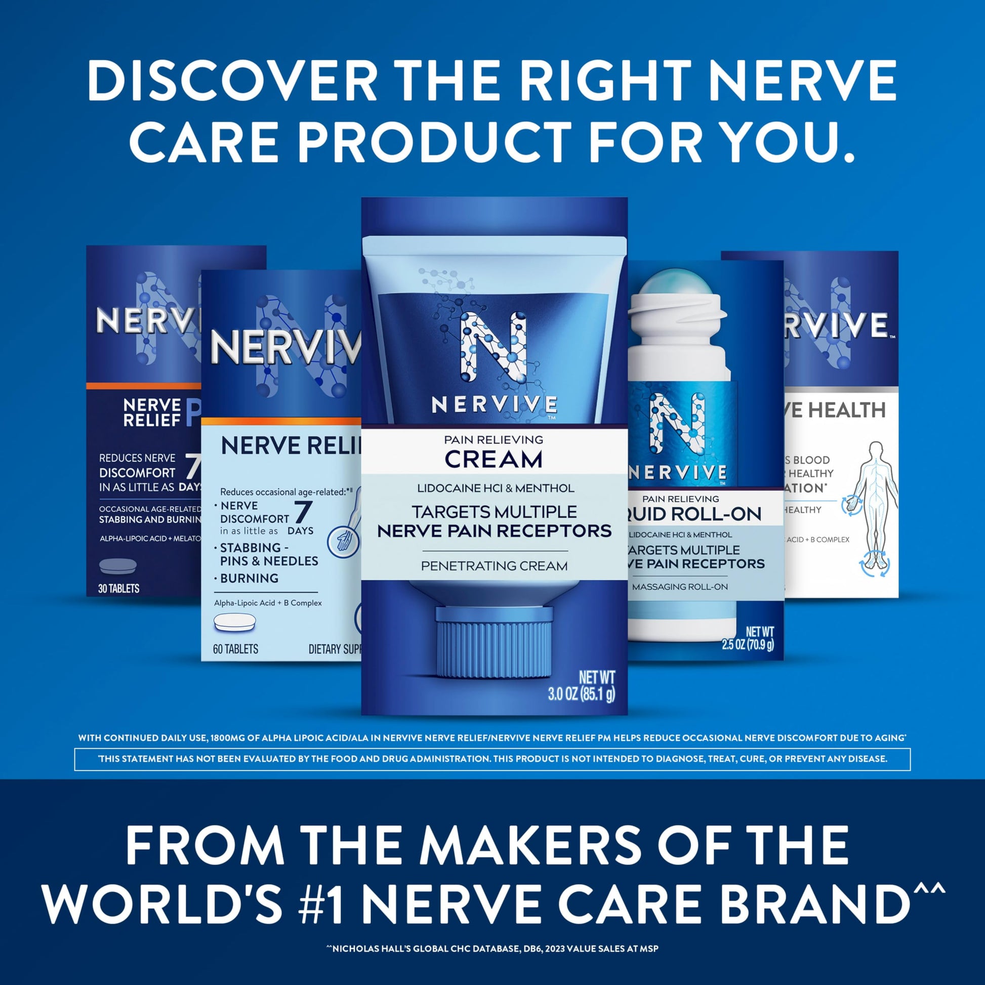 Nervive Pain Relieving Cream, Max Strength Non-Greasy Topical Pain Reliever with Lidocaine and Menthol for Toes, Feet, Fingers, Hands, Legs & Arms, 3.0oz NerviveBuy Supplements Australia