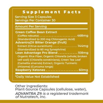 Premier Research Labs Lean Advantage: Green Coffee Bean Extract for Weight Loss, Green Coffee Extract, Coffee Pills, Appetite Suppressant for Women & Men, Weight Management Supplement - 90 Capsules Premier Research LabsBuy Supplements Australia
